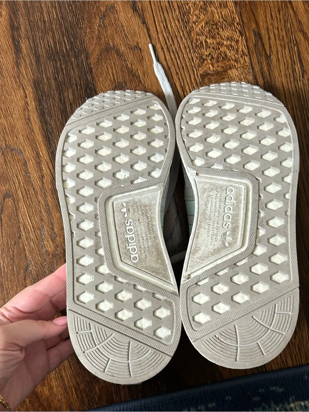 adidas NMD R1 Light Gray Sneakers with Mint Accents